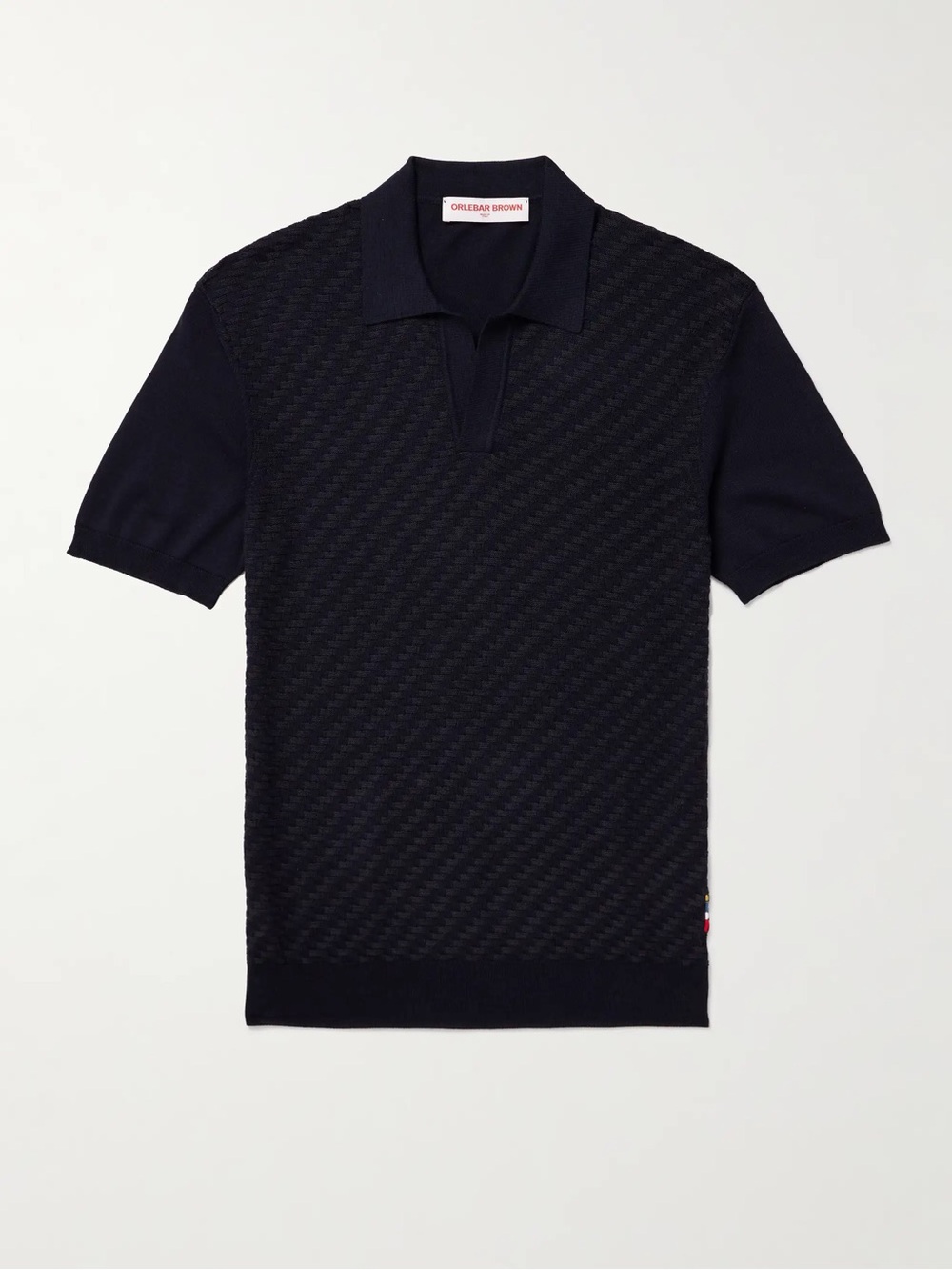 NWT Orlebar Brown Horton Silk and Cotton-Blend Jacquard Polo Shirt Size XL